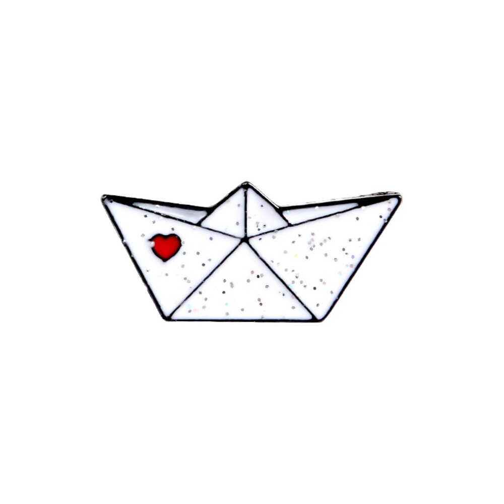 ORIGAMI BOAT SPARKLING OIL DRIPPED ENAMEL PIN LAPEL PIN BROOCH NWT